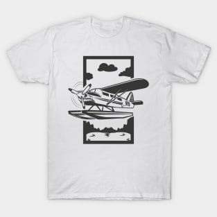 seaplane in forest and lake T-Shirt